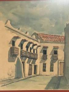 lot 16 image: J. Carlos Anould Painting of City Streets