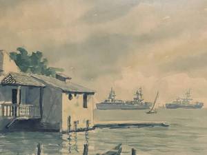 lot 17 image: J. Carlos Anould Painting - Ships at sea