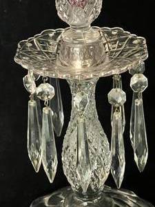 lot 19 image: Stunning Large 10 Crystal Glass Luster Candle Holder with Prisms