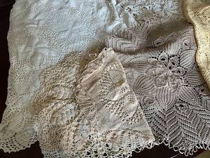 lot 53 image: 2 Crocheted Table Clothes and Lot of Doilies