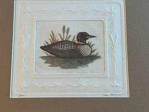 lot 72 image: Framed Loon Drawing by David Olson  Signed and Numbered