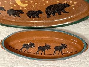 lot 84 image: Bears & Moose Pottery Serving Dishes