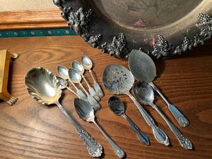 lot 150 image: Silver Plate Round Serving Platter and Service Ware