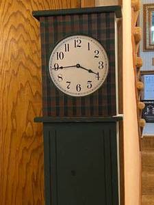 lot 156 image: Tall Wood Clock and Stump Planter