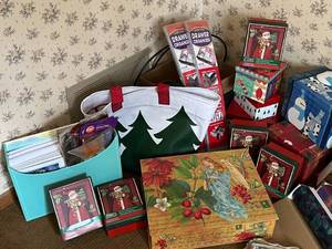 lot 179 image: Lot of Christmas Wrapping Paper, Gift Boxes and Greeting Cards