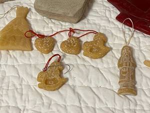 lot 184 image: Stone Carved Christmas Dcor and Beeswax Ornaments