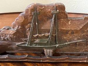 lot 29 image: Ship Boat Tie Rack  Wood Vintage Resin