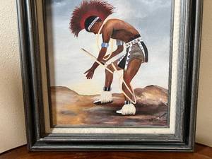 lot 40 image: Native American Painting on Canvas  Signed Elenora Ruppert - 92