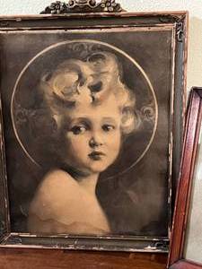 lot 47 image: Antique Chromalithograph and Portrait of Child