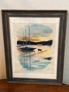 lot 63 image: Original Signed Watercolor &  Nature Tile Art