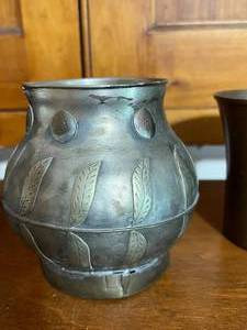 lot 138 image: Antique Theiere Moulay Hassan Vase and 2 Metal Cups