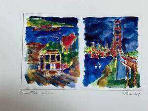 lot 111 image: Original Watercolor and Print