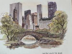 lot 117 image: Central Park NYC Watercolor Print