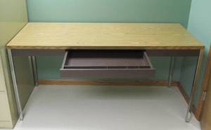 lot 214 image: Table with drawer and metal legs