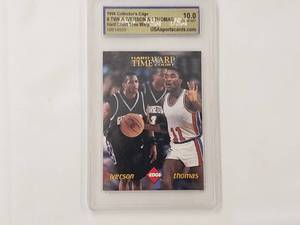 lot 5 image: Allen Iverson Rookie & Isiah Thomas 1996 Hard Court Time Warp USA Sports Cards Rated 10.0 Gem MT