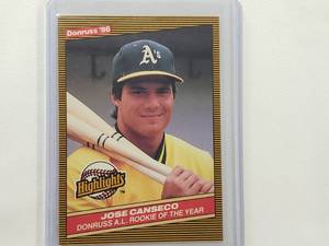lot 91 image: Jose Canseco Rookie Donruss 86 No. 55