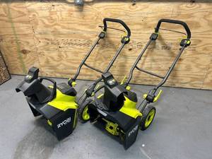 lot 117 image: RYOBI Lot of 2- 18 in. 40v HP Battery Powered Snow Blowers (RY40809VNM)- Snow Blowers Only