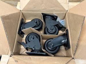 lot 74 image: HUSKY 4 in. Caster Kit for Heavy Duty Welded Steel Garage Base Cabinets