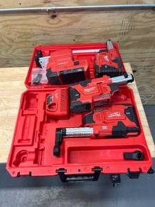 lot 64 image: MILWAUKEE Lot of 4- HEPA Filters 1 M12 Charger and Case