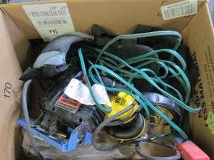 box of electrical cord , jig saw, k...