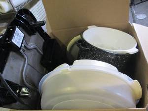 box of kitchen items ...