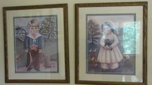 lot 10 image: 2 prints of a boy and a girl