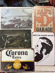 lot 40 image: Lot of 5 Metal Signs