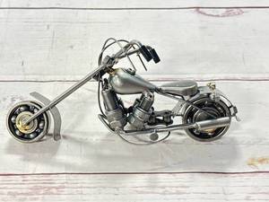 lot 50 image: Hand Made Motorcycle Statue 8 Inches Long