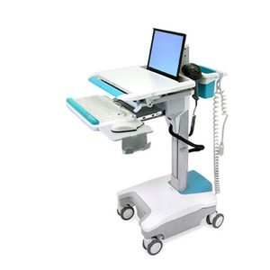 lot 7 image: MSRP $6000&nbspErgotron SV32-32026 StyleView Laptop Notebook Sit To Stand Mobile Desk&nbspEMR Cart with LCD Pivot, LiFe Powered Battery (Tested As Working) For Electronics - First Pic Stock Pic - Some Electronics Not Included In Stock Pic