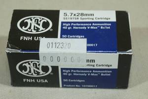 lot 68 image: 50 FNH 5.7 x 28mm 40 Gr Hornady V-Max Ammo