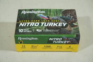 lot 79 image: 10 Remington Nitro Turkey 12 Gauge 2-34 4 Shot Shotshells