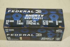 lot 81 image: 10 Federal Shorty 12 Gauge 1-34 8 Shot Shotshells