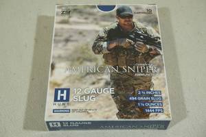 lot 82 image: 10 ZSR Hunt American Sniper 12 Gauge 2-34 1-18 Oz Slug Cartridges