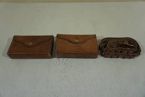 lot 90 image: Leather Ammo Belt and Pouches