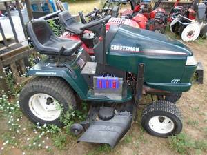 lot 113 image: Craftsman GT5000 lawn tractor. Hydro drive. Kohler 22hp engine. Good running but may need belts or pulleys as it moves irratic. As shown. THIS ITEM HAS A RESERVE.