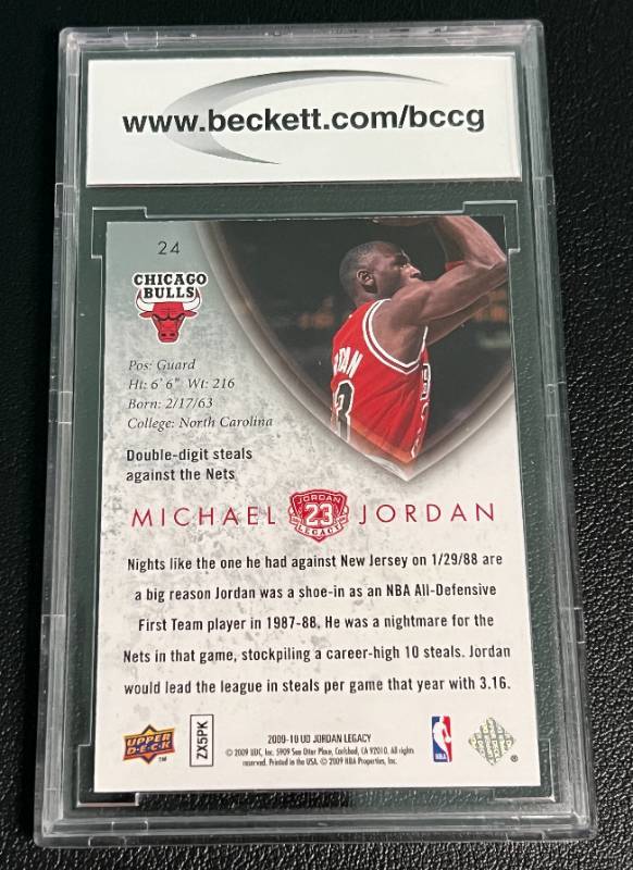 Michael Jordan 2009-10 Upper Deck MJ Legacy Collection Gold #24 BCCG Graded 10 Mint Basketball Card for Sale in Plymouth, MN | Online Auction | K-BID Michael Jordan 2009-10 Upper Deck MJ Legacy Collection Gold #24 BCCG Graded 10 Mint Basketball Card for Sale in Plymouth, MN | Online Auction | K-BID