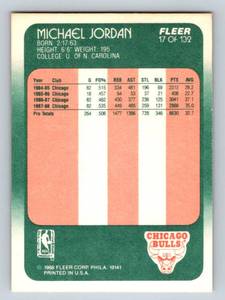 lot 13 image: Michael Jordan 1988 Fleer #17 Vintage Basketball Card
