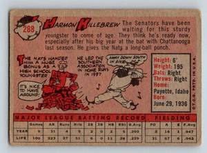 lot 14 image: 1958 Topps Harmon Killebrew #288 Vintage Baseball Card
