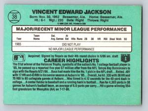 lot 15 image: Bo Jackson RC 1986 Donruss The Rookies #38 Vintage Baseball Card