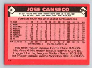 lot 23 image: Jose Canseco RC 1986 Topps Traded #20T Vintage Baseball Rookie Card