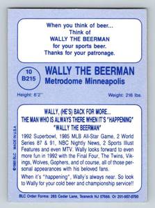 lot 25 image: Wally The Beerman Auto Card 1985 Metrodome Minneapolis Minnesota Twins Baseball