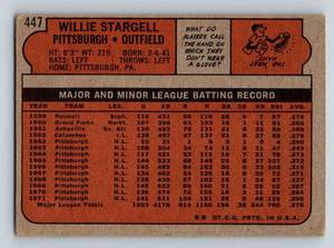 lot 33 image: 1972 Topps Willie Stargell #447 Vintage Baseball Card