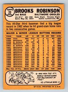 lot 37 image: 1968 Brooks Robinson #20 Vintage Baseball Card