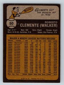 lot 38 image: Roberto Clemente 1973 Topps #50 Vintage Baseball Card