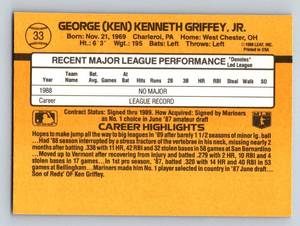 lot 43 image: Ken Griffey Jr. RC 1989 Donruss Rated Rookie #33 Vintage Baseball Card
