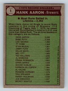 lot 51 image: Hank Aaron 1976 Topps #1 Vintage Baseball Card
