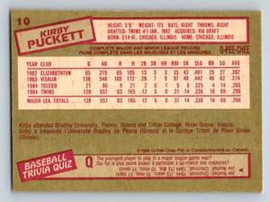 lot 52 image: Kirby Puckett Rare RC 1985 O-Pee-Chee #10 Vintage Baseball Card Minnesota Twins