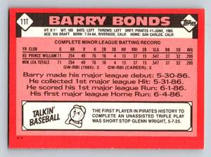 lot 58 image: Barry Bonds RC 1986 Topps Traded #11T Vintage Baseball Rookie Card