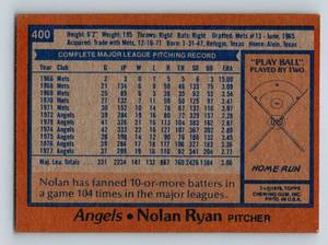 lot 101 image: Nolan Ryan 1978 Topps #400 Vintage Baseball Card