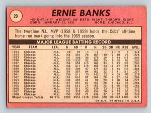 lot 121 image: 1969 Topps Ernie Banks #20 Vintage Baseball Card